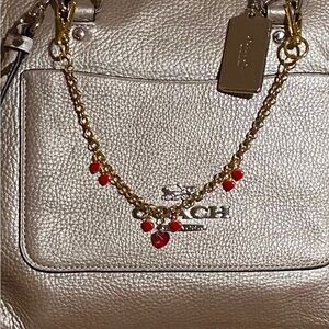 Valentine Gold Purse Charm with Red Accent Hearts